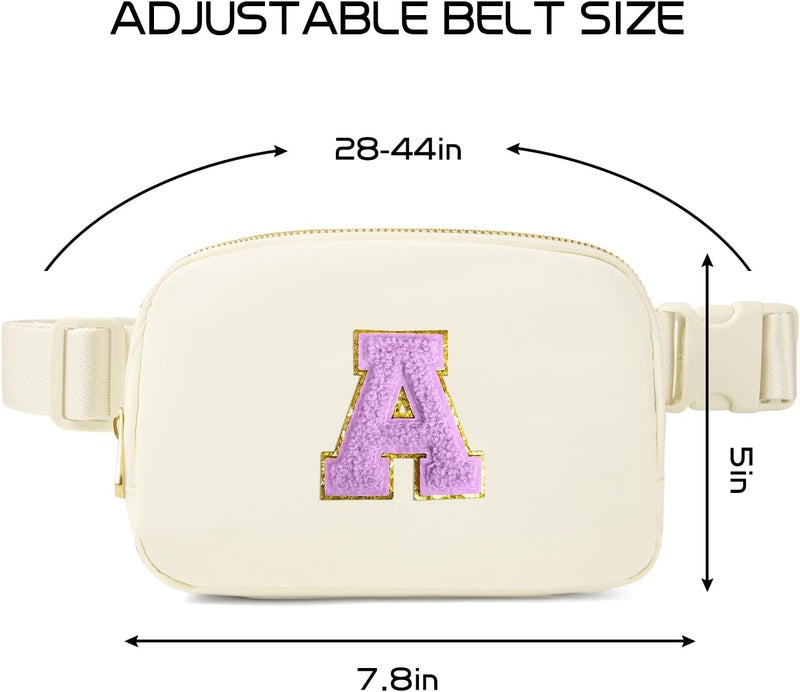 Gitus Gifts for 8 9 10 11 12 Year Old Girls Belt Bag Fanny Pack Crossbody Bags with Initial Letter Patch Cute Stuff Birthday Gifts for Teen Girls Women Personalized Trend Stuff (Ivory-A) - Image 3